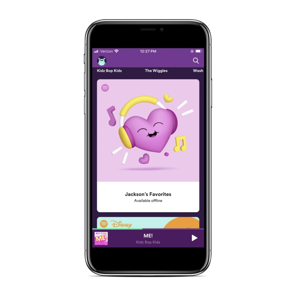 Spotify Kids app: Songs your child likes will be automatically added to a playlist of favorites.