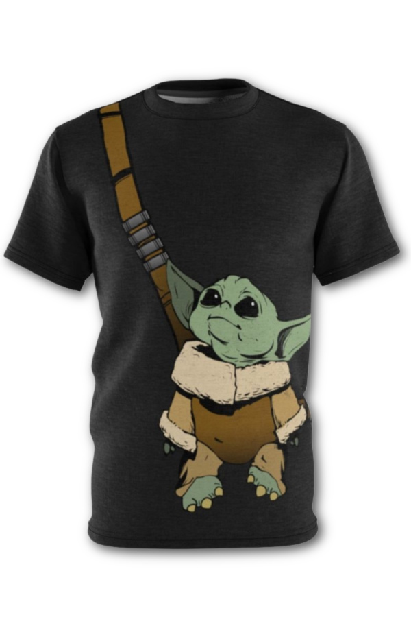 Star Wars Mandalorian gifts for fans: A Baby Yoda "baby carrier" tee from Groundhog Tees