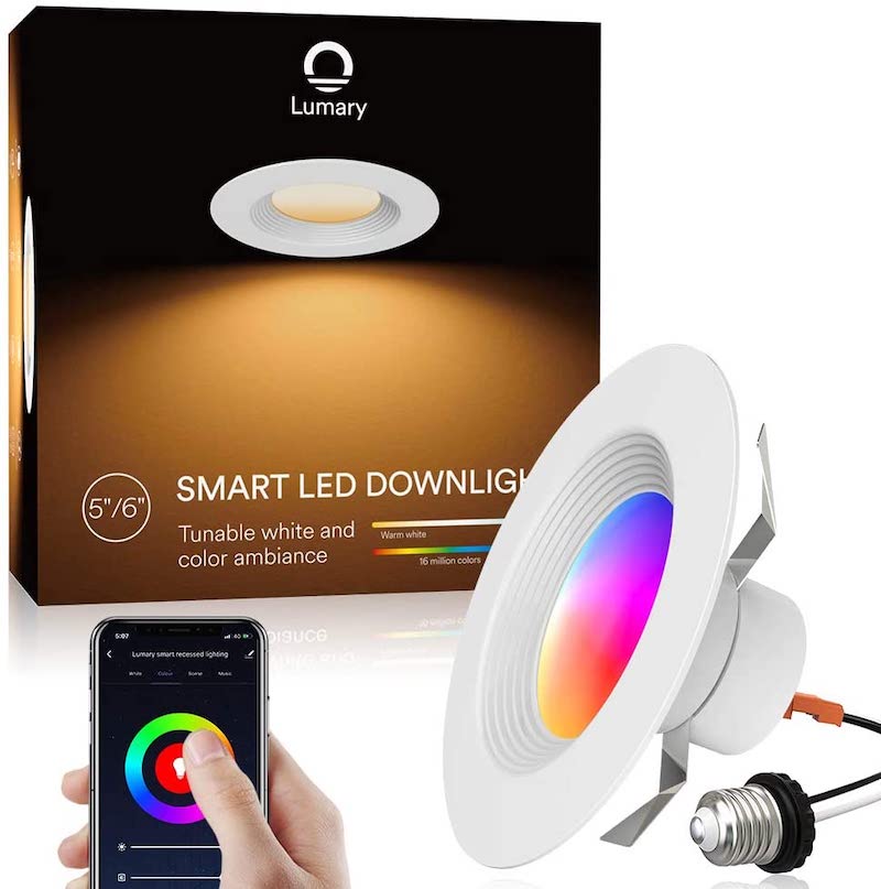 Gift ideas for home theater: Smart recessed lights you can control with your voice.