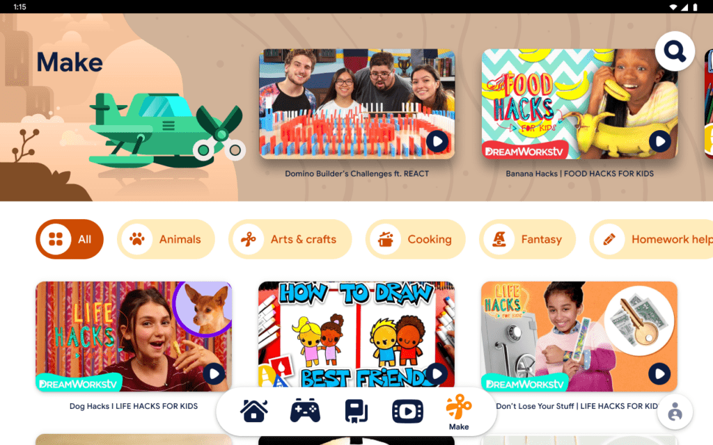 Google Kids Space Make Tab features craft and science videos (sponsor)