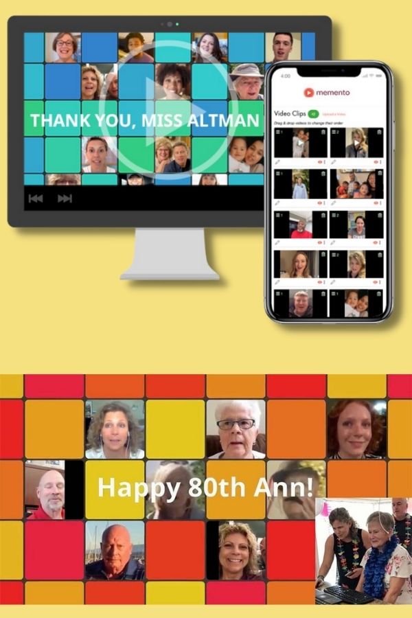 Memento helps you make group video messages to celebrate birthdays and other milestones