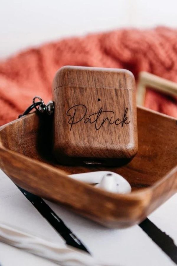 This personalized wood Airpod case from KnK Flowers makes a great Father's Day gift under $100