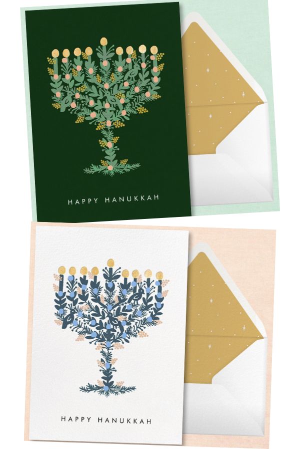Choose between one of these two floral menorah ecards at Paperless Post.